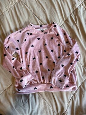 Cat & Jack Pink Top with Black Heart Accents